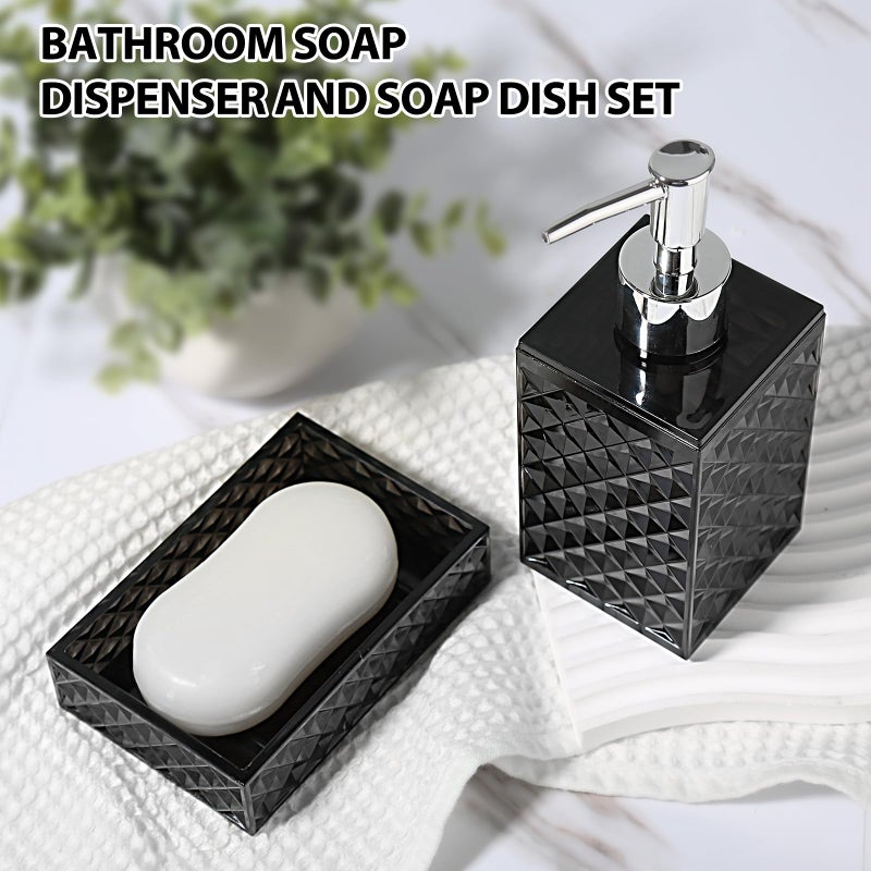 RYTOXILO Black Bathroom Accessories Set, 4 Pack Matte Black Bath Accessory Sets Complete, Acrylic Soap Dispenser and Toothbrush Holder Set for Bathroom Counter Sink, Modern Bathroom Decor - Image 3